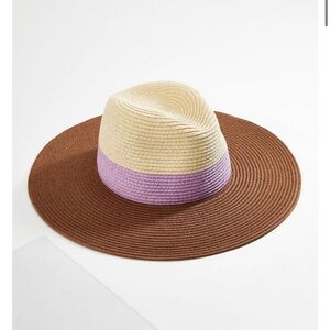 CATO HATS WOMENS COLORBLOCK STRAW PANAMA HAT ORCHID-BOUQUET
